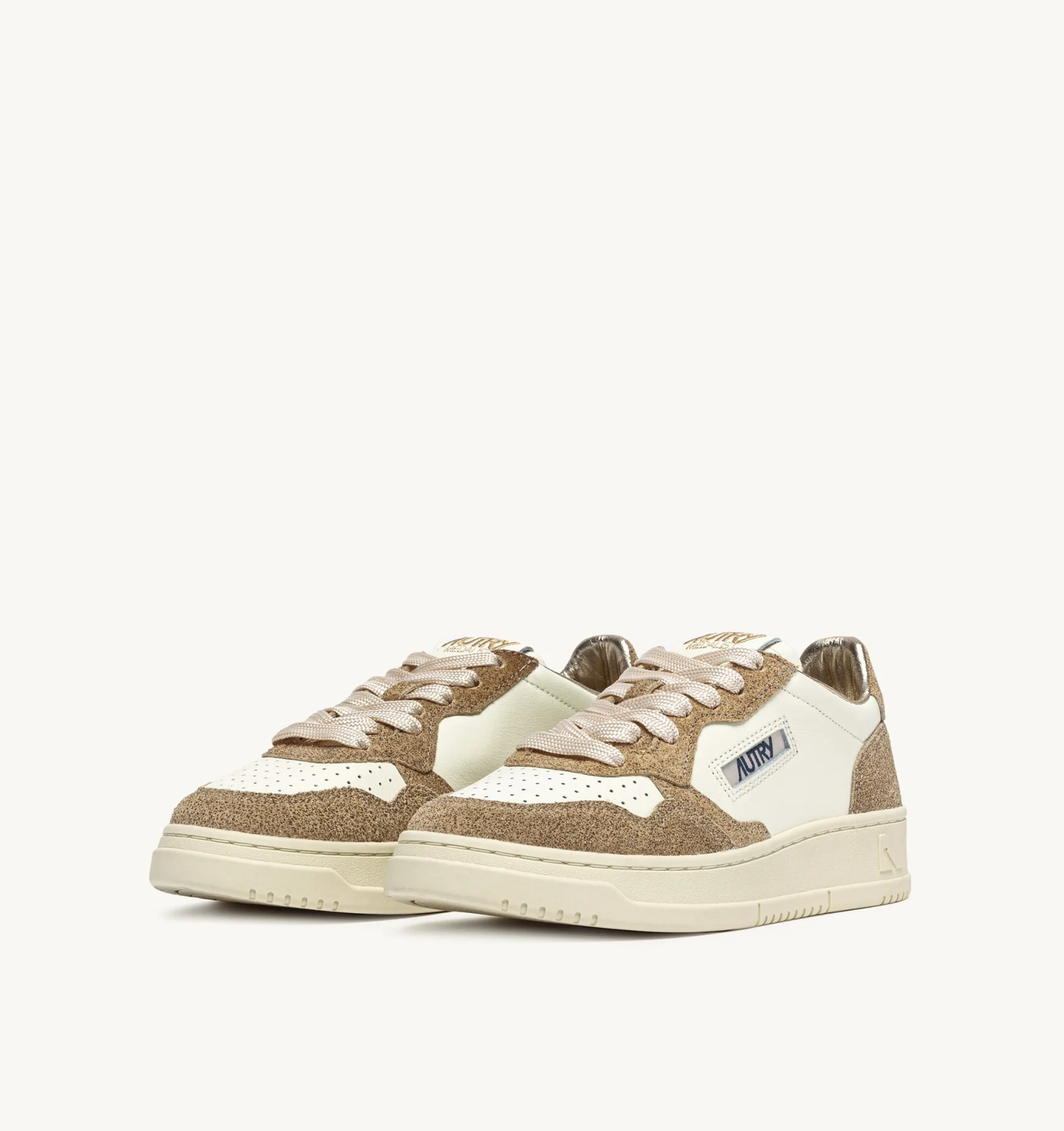 Sneakers Autry Donna In Pelle Avorio e Camoscio Glitter Beige art. AULW TA03 - immagine 2