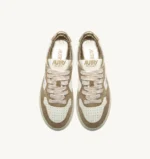 Sneakers Autry Donna In Pelle Avorio e Camoscio Glitter Beige art. AULW TA03 - immagine 4