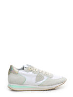 Sneakers Donna Philippe Model Paris In Pelle Tessuto Bianco Inserti Camoscio Dettagli Verdi Spoiler Neon art. TZLD WN72 - immagine 2