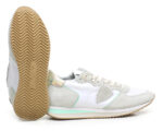 Sneakers Donna Philippe Model Paris In Pelle Tessuto Bianco Inserti Camoscio Dettagli Verdi Spoiler Neon art. TZLD WN72 - immagine 4