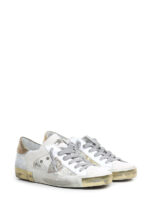 Sneakers Donna Philippe Model Paris In Cavallino Oro e Bianco inserti Camoscio Spoiler Oro e Glitter art. PRLD GLP1