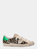 Sneakers Donna Philippe Model Paris Prsx In Paillettes Leopardo Lingetta Camoscio Spoiler Verde art. PRLD GLM1