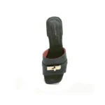 Ciabatta Lorenzo Mari con Accessorio Fibbia Oro in Pelle Nera Tacco 3 cm art. FIORDALISO 11 - immagine 2