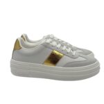 Sneakers Pollini in Vitello Bianco e Dettagli Oro art. SA15055G0NXA210A