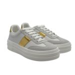 Sneakers Pollini in Vitello Bianco e Dettagli Oro art. SA15055G0NXA210A - immagine 2