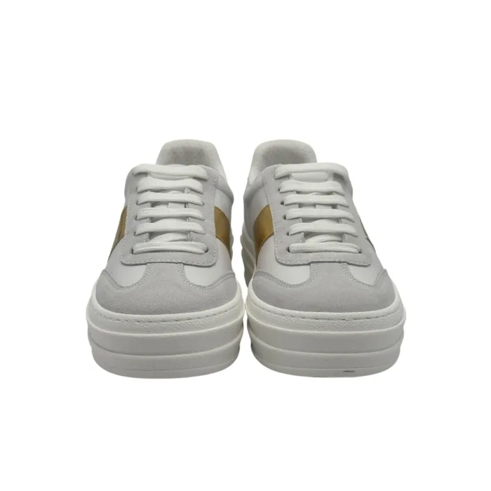 Sneakers Pollini in Vitello Bianco e Dettagli Oro art. SA15055G0NXA210A, foto 3 di 6