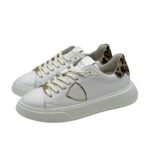 Sneakers Donna Philippe Model Paris In Pelle Bianca Spoiler Leopardato art. BTLD VA01 - immagine 5