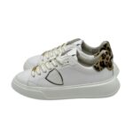 Sneakers Donna Philippe Model Paris In Pelle Bianca Spoiler Leopardato art. BTLD VA01 - immagine 3