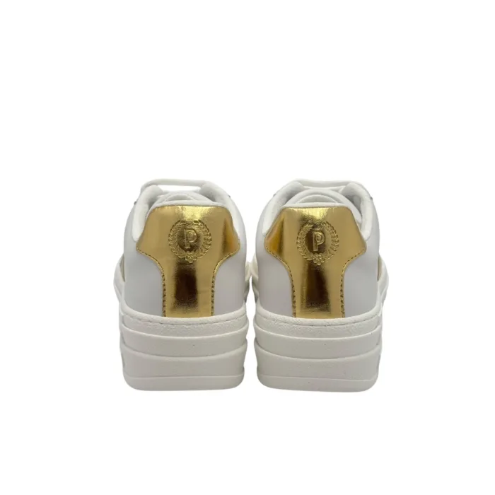 Sneakers Pollini in Vitello Bianco e Dettagli Oro art. SA15055G0NXA210A, foto 6 di 6