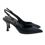 Slingback Ninalilou in Nappa Nera con scollo a Cuore e tacco 7 cm art. 341236ET
