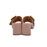 Sandalo Mules Sabot Lorenzo Mari in Nappa Cipria Dettaglio Fibbia Regolabile Tacco 7 cm art. Fresia 03 - immagine 4
