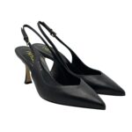 Slingback Ninalilou in Nappa Nera con scollo a Cuore e tacco 7 cm art. 341236ET - immagine 4