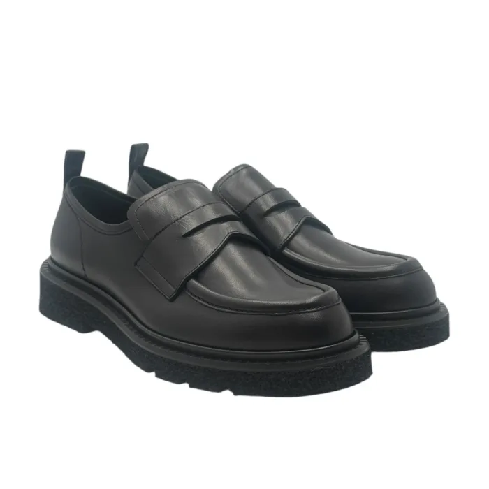 Mocassino Guglielmo Rotta in nappa nera fondo ultralight tacco 3 cm art. Kai, foto 2 di 6