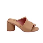 Sandalo Mules Sabot Lorenzo Mari in Nappa Nude Tacco 7 cm art. Fresia 08