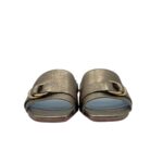 Ciabatta Lorenzo Mari In Pelle Platino Fibbia Oro Tacco 3 cm art. Samu Mag 37 - immagine 3