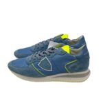 Sneakers Donna Philippe Model Paris In Tessuto Camoscio Spoiler Turchese Dettagli Neon art. TZLD WN61 - immagine 3
