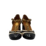 Décolleté Chie Mihara in nappa Avorio, Cinturino Oro e Dettagli in Cavallino Zebrato, Tacco grosso 7 cm art. Filly - immagine 3