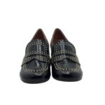 Décolleté Mocassino Chie Mihara in Pelle Lucida Nera e Borchie Tacco grosso 6 cm art. Muleah - immagine 4