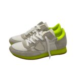 Sneakers Donna Philippe Model Paris In Tessuto Bianco Camoscio Avorio Spoiler Neon art. TRLD NS01 - immagine 4