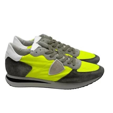 Sneakers Uomo Philippe Model In Tessuto Giallo e Camoscio Grigio Spoiler Binaco cod. TZLU WN57