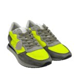 Sneakers Uomo Philippe Model In Tessuto Giallo e Camoscio Grigio Spoiler Binaco cod. TZLU WN57 - immagine 3