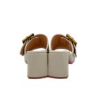 Sandalo Mules Sabot Lorenzo Mari in Nappa Latte Dettaglio Fibbia Regolabile Tacco 7 cm art. Fresia 03 - immagine 6