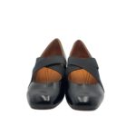 Décolleté Chie Mihara in Pelle Lucida Nera, Cinturino  Elastico ad Incrocio, Tacco grosso 4 cm art. Rilula - immagine 3