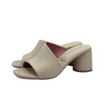 Sandalo Mules Sabot Lorenzo Mari in Nappa Latte Tacco 7 cm art. Fresia 08 - immagine 4
