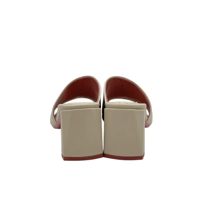 Sandalo Mules Sabot Lorenzo Mari in Nappa Latte Tacco 7 cm art. Fresia 08, foto 3 di 4