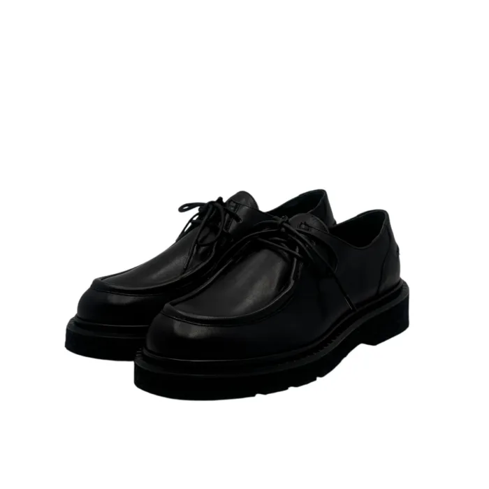 Mocassino Stringato Guglielmo Rotta in nappa nera fondo ultralight tacco 3 cm art. Kurt, foto 2 di 4