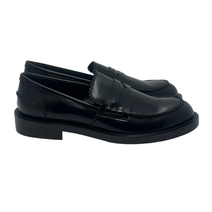 Mocassino Guglielmo Rotta in pelle indio nera fondo gomma tacco 3 cm art. Pretty, foto 1 di 4