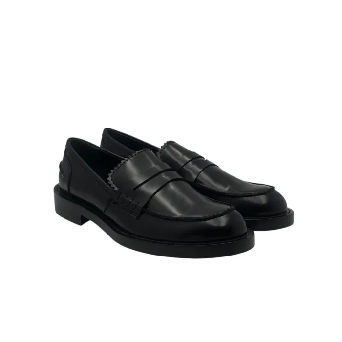 Mocassino Guglielmo Rotta in pelle indio nera fondo gomma tacco 3 cm art. Pretty, foto 2 di 4