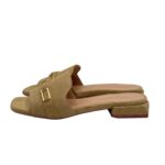Ciabatta Lorenzo Mari InCamoscio Beige Fibbia Oro Tacco 3 cm art. Samu Mag 39 - immagine 4