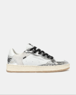 Sneaker Donna Crime London Chelsea in Pelle Bianca con inserti Glitter Argento e back Bianco art. 20205PP7.25