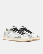 Sneaker Donna Crime London Chelsea in Pelle Bianca con inserti Glitter Argento e back Bianco art. 20205PP7.25 - immagine 2