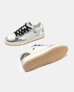 Sneaker Donna Crime London Chelsea in Pelle Bianca con inserti Glitter Argento e back Bianco art. 20205PP7.25 - immagine 5
