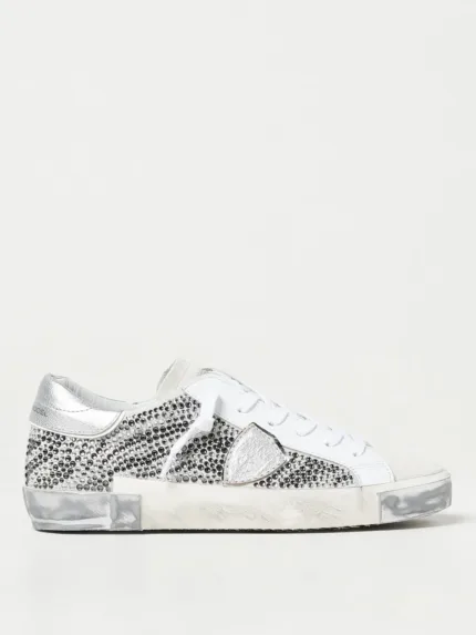 Sneakers Donna Philippe Model Paris Prsx In Camoscio Zebrato e Glitter Linguetta in Camoscio art. PRLD DMZ1