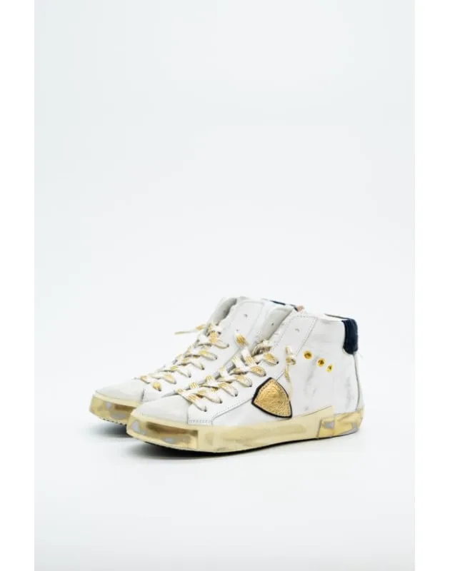 Sneakers Donna Philippe Model Paris In Pelle Bianca Linguetta In Camoscio Spoiler Nero Velluto art. PRHD XE04, foto 1 di 3