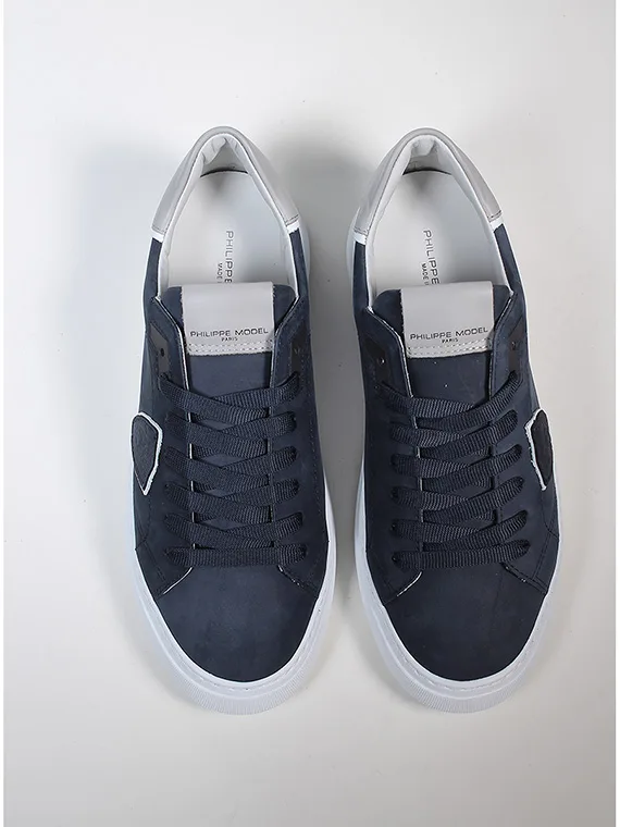 Sneaker Uomo Philippe Model Temple in Pelle Nubuck Blu mod. BTLU NB26, foto 4 di 5