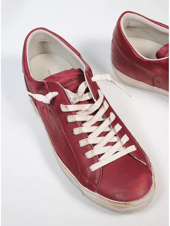 Sneakers Uomo Philippe Model Paris Prsx In Pelle Vitello Bordeaux art. PRLU HE11, foto 4 di 6