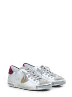 Sneakers Donna Philippe Model Paris Prsx In Pelle Bianca Spoiler Bordeaux e Linguetta Camoscio art. PRLD XE06 - immagine 6