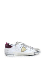Sneakers Donna Philippe Model Paris Prsx In Pelle Bianca Spoiler Bordeaux e Linguetta Camoscio art. PRLD XE06