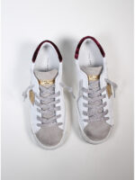 Sneakers Donna Philippe Model Paris Prsx In Pelle Bianca Spoiler Bordeaux e Linguetta Camoscio art. PRLD XE06 - immagine 2