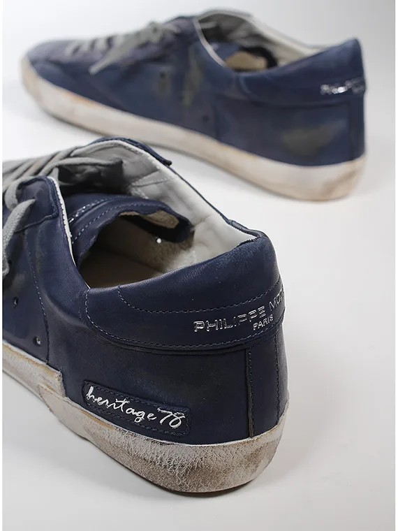 Sneakers Uomo Philippe Model Paris Prsx In Pelle Vitello Blu art. PRLU HE10, foto 4 di 4