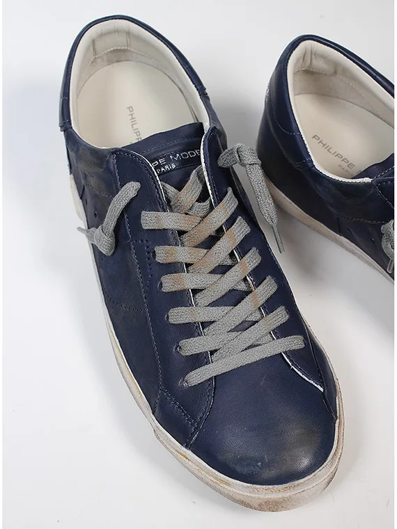 Sneakers Uomo Philippe Model Paris Prsx In Pelle Vitello Blu art. PRLU HE10, foto 3 di 4