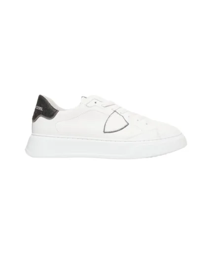 Sneaker Uomo Philippe Model Temple in pelle bianca con Spoiler Nero mod. BTLU VVC1