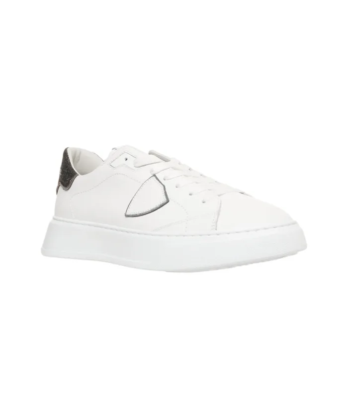 Sneaker Uomo Philippe Model Temple in pelle bianca con Spoiler Nero mod. BTLU VVC1, foto 2 di 3