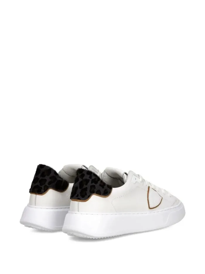 Sneakers Donna Philippe Model Temple In Pelle Bianca Spoiler Cavallino Animalier Grigio art. BTLD VA05, foto 5 di 5