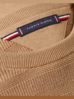 Maglioncino Girocollo in Cotone Garzato e Tramato Uomo Tommy Hilfiger Cammello art. MW0MW39535 RBC - immagine 3