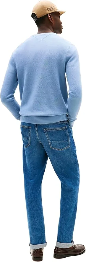 Maglioncino Girocollo in Cotone Uomo Tommy Hilfiger Celeste art. MW0MW39999 C2B, foto 3 di 4
